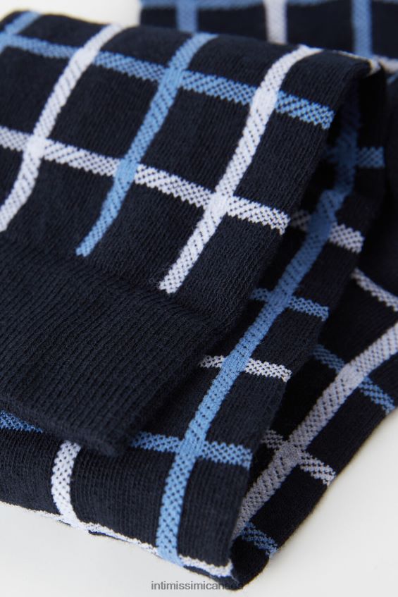 Socks CA Intimissimi Men Long Patterned Cotton Socks 187J-Dark Blue Check DD6R6T333