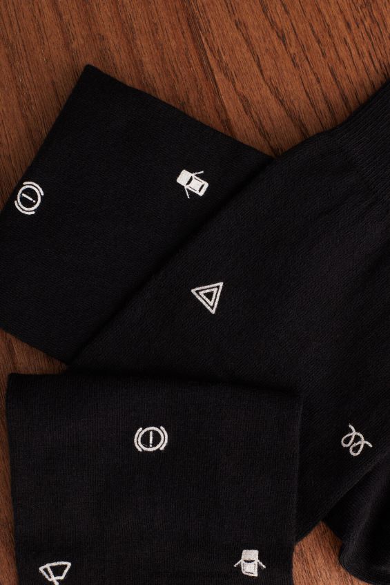 Socks CA Intimissimi Men Long Patterned Cotton Socks 200J-Car Warning Light Print Black DD6R6T328