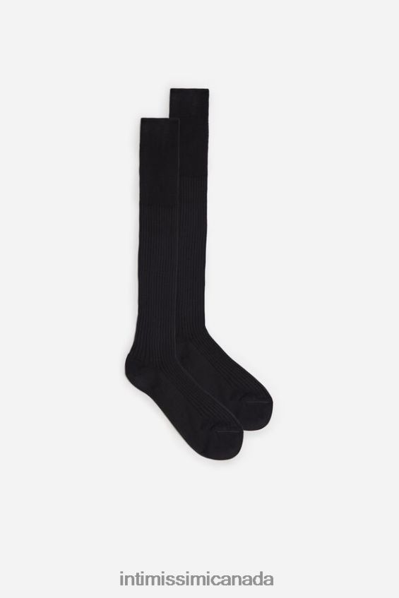 Socks CA Intimissimi Men Long Ribbed Cotton Lisle Socks 780-Charcoal Grey DD6R6T384