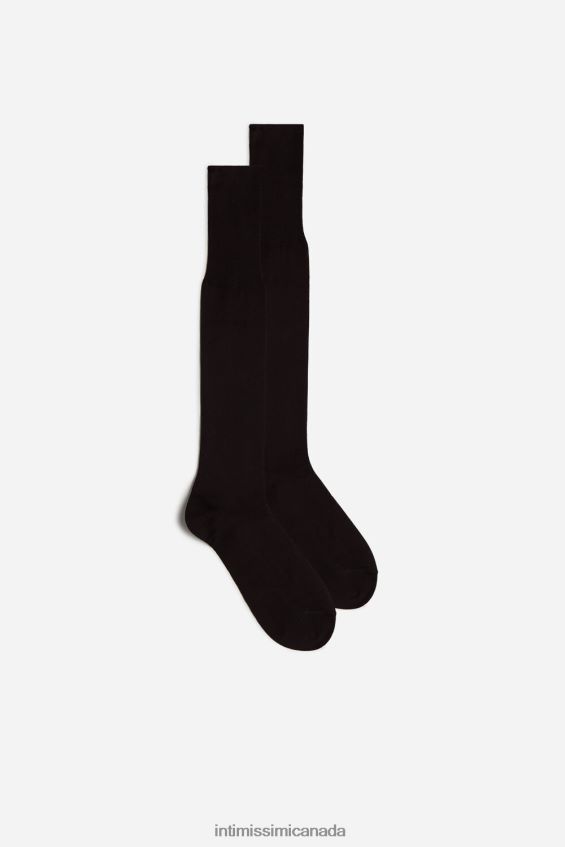 Socks CA Intimissimi Men Long Sateen Cotton Lisle Socks 015-Brown DD6R6T399