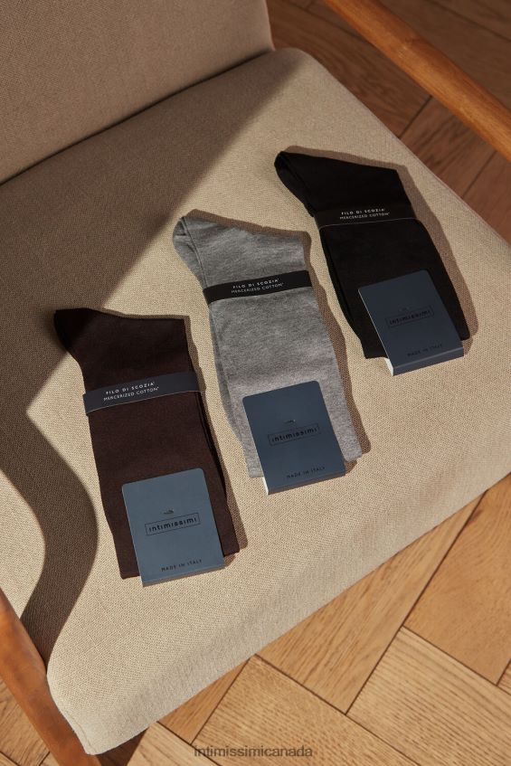 Socks CA Intimissimi Men Long Sateen Cotton Lisle Socks 015-Brown DD6R6T399