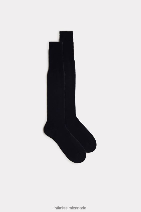 Socks CA Intimissimi Men Long Sateen Cotton Lisle Socks 016-Blue DD6R6T395