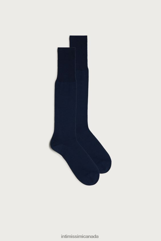 Socks CA Intimissimi Men Long Sateen Cotton Lisle Socks 2168-Light Blue Grey DD6R6T370