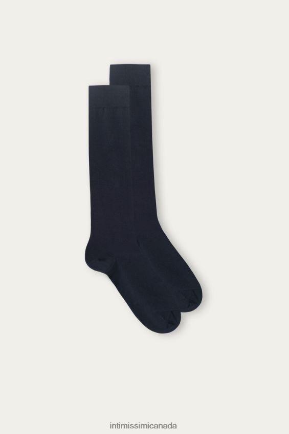 Socks CA Intimissimi Men Long Stretch Supima Cotton Socks 016-Blue DD6R6T352