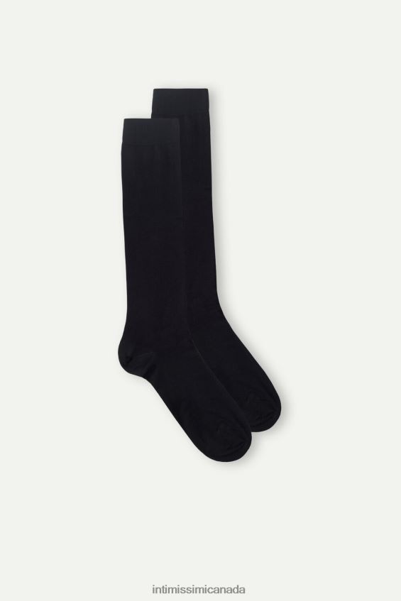 Socks CA Intimissimi Men Long Stretch Supima Cotton Socks 019-Black DD6R6T349