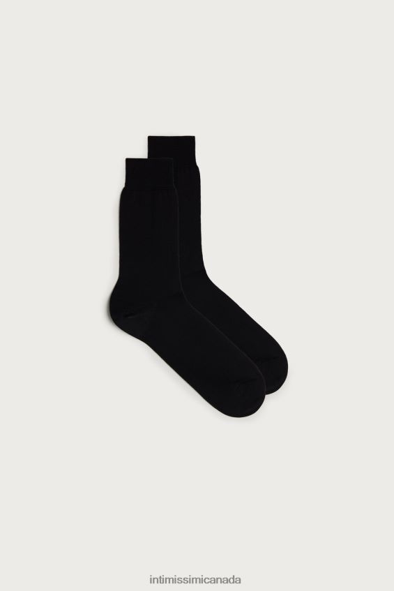 Socks CA Intimissimi Men Short Sateen Cotton Lisle Socks 019-Black DD6R6T393