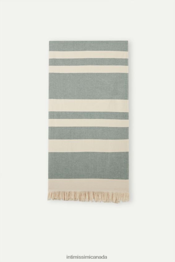 Accessory CA Intimissimi Men Jacquard beach towel 284J-Dark Green/Cord Beige DD6R6T413