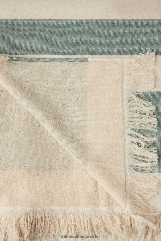 Accessory CA Intimissimi Men Jacquard beach towel 284J-Dark Green/Cord Beige DD6R6T413