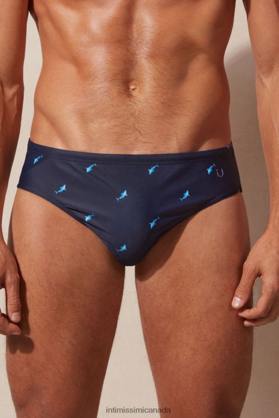 Apparel CA Intimissimi Men Shark-Print Swim Briefs 285J-Shark-Print Deep Blue DD6R6T438