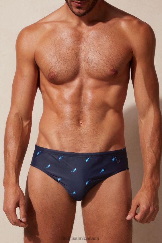 Apparel CA Intimissimi Men Shark-Print Swim Briefs 285J-Shark-Print Deep Blue DD6R6T438