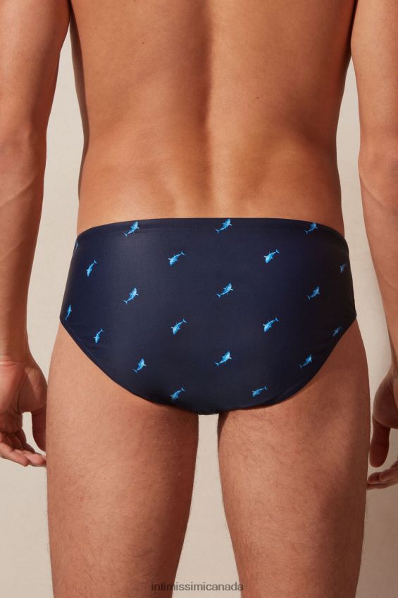 Apparel CA Intimissimi Men Shark-Print Swim Briefs 285J-Shark-Print Deep Blue DD6R6T438