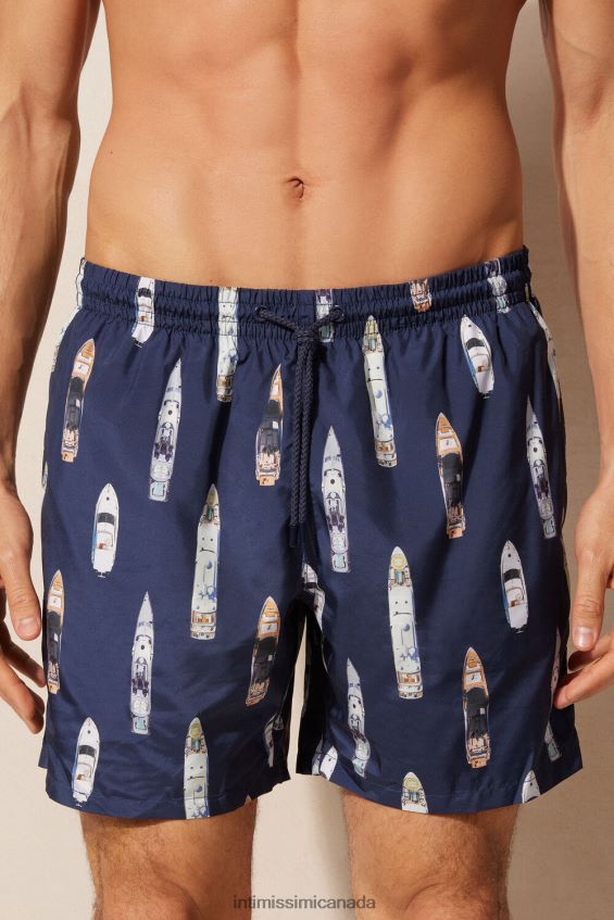 Apparel CA Intimissimi Men Boat-Print Swim Shorts 272J-Boat-Print Deep Blue DD6R6T415