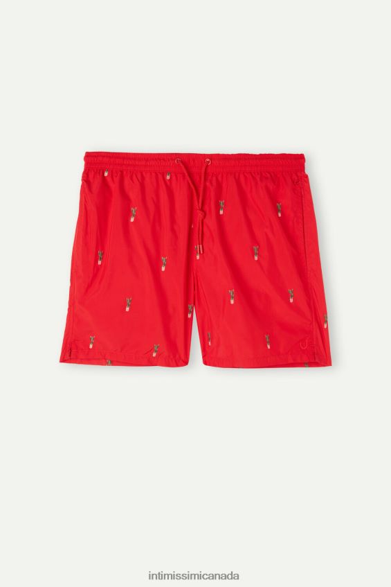 Apparel CA Intimissimi Men Cactus-Embroidered Swim Shorts 258J-Cactus Embroidery Red DD6R6T428