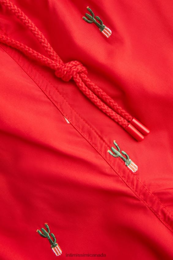 Apparel CA Intimissimi Men Cactus-Embroidered Swim Shorts 258J-Cactus Embroidery Red DD6R6T428