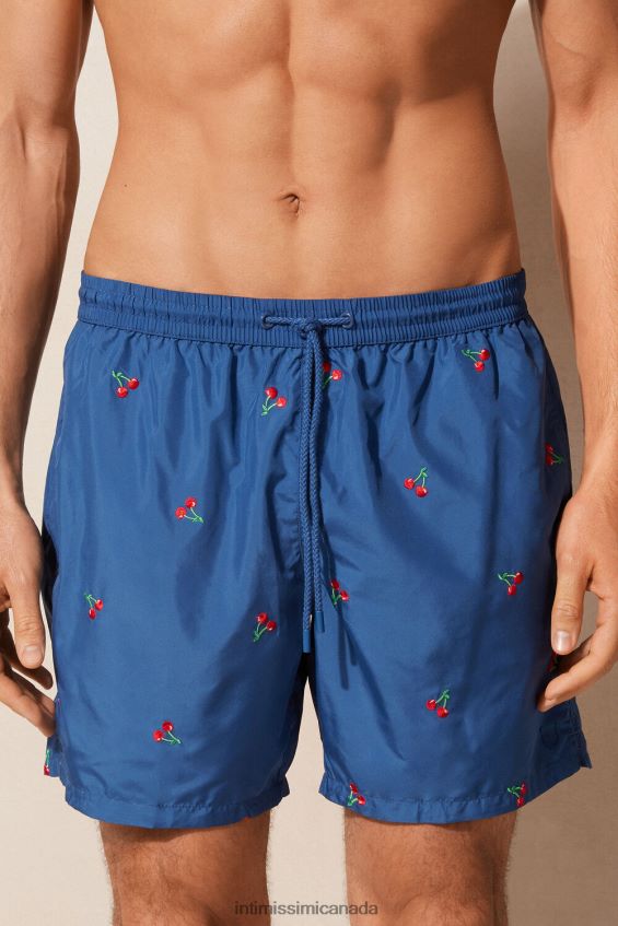 Apparel CA Intimissimi Men Cherry-Embroidered Swim Shorts 257J-Cherry Embroidery Pacific Blue DD6R6T406