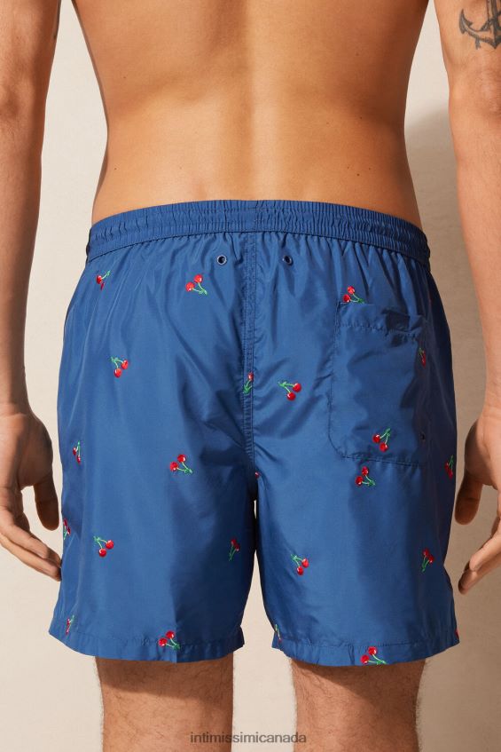 Apparel CA Intimissimi Men Cherry-Embroidered Swim Shorts 257J-Cherry Embroidery Pacific Blue DD6R6T406