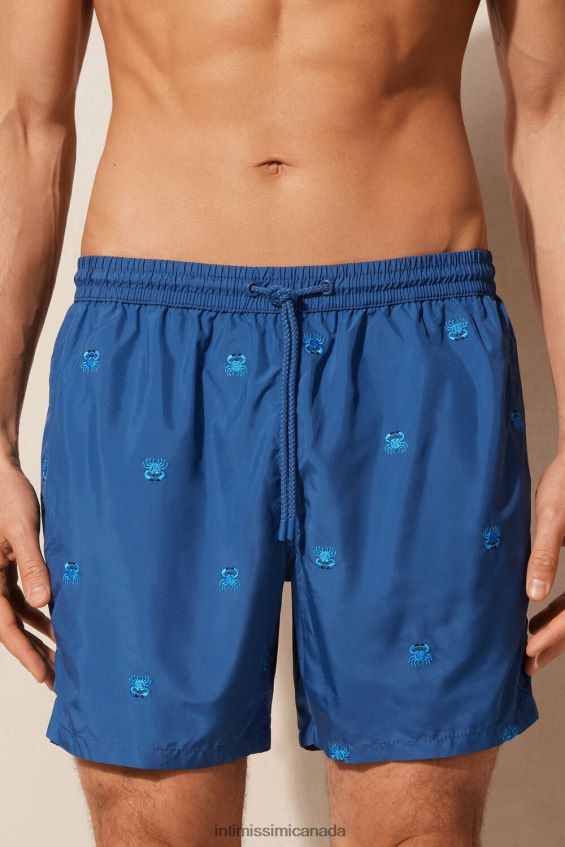 Apparel CA Intimissimi Men Crab-Embroidered Swim Shorts 253J-Crab Embroidery Pacific Blue DD6R6T407