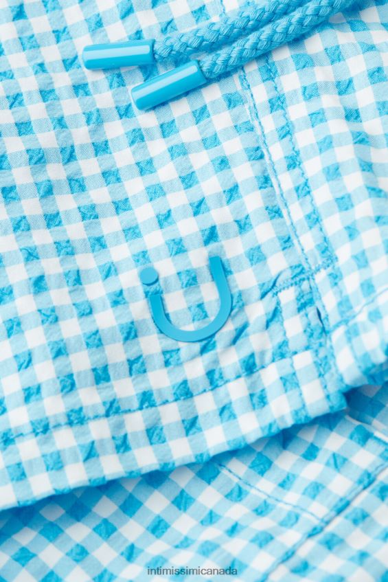 Apparel CA Intimissimi Men Gingham Seersucker Swim Shorts 277J-Malibu White/Blue DD6R6T403