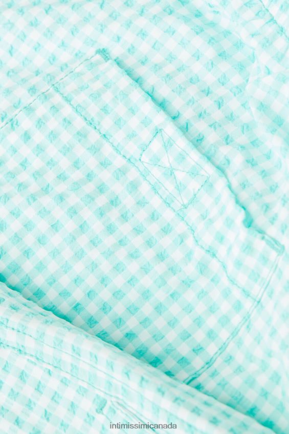 Apparel CA Intimissimi Men Gingham Seersucker Swim Shorts 938I-White/Light Aqua Green DD6R6T418