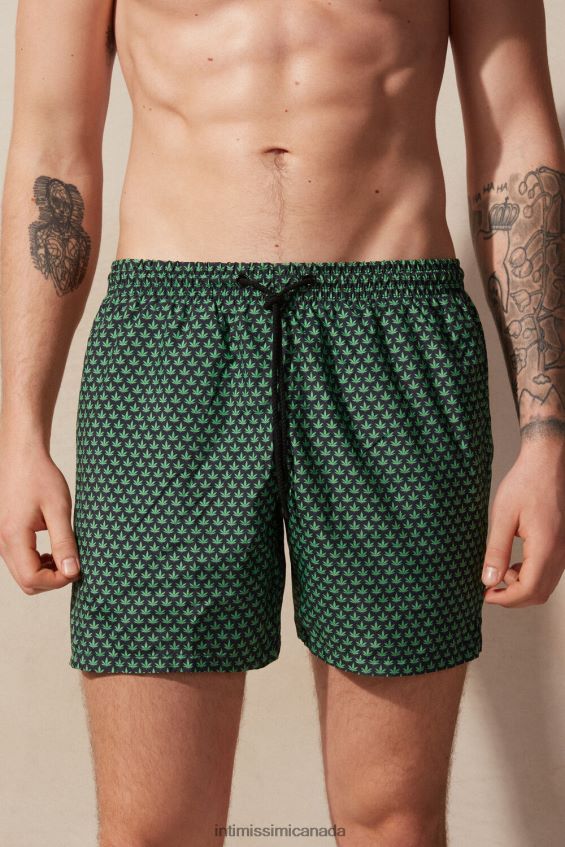 Apparel CA Intimissimi Men Micro Leaf-Print Swim Shorts 270J-Micro Marijuana-Print Black DD6R6T416