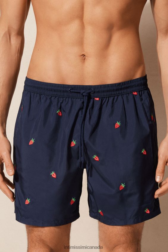 Apparel CA Intimissimi Men Strawberry-Embroidered Swim Shorts 252J-Strawberry Embroidery Deep Blue DD6R6T430