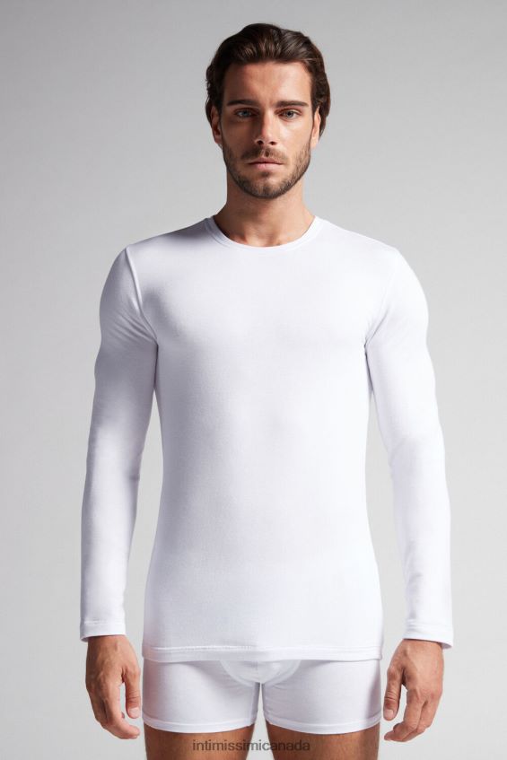 Apparel CA Intimissimi Men Long-Sleeve Modal-Cashmere Top 001-White DD6R6T227