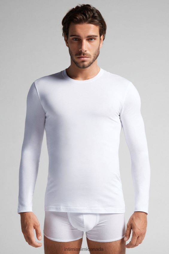 Apparel CA Intimissimi Men Long-Sleeve Stretch Supima Cotton Top 001-White DD6R6T278