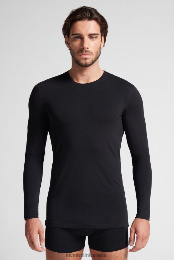 Apparel CA Intimissimi Men Long-Sleeve Stretch Supima Cotton Top 019-Black DD6R6T279