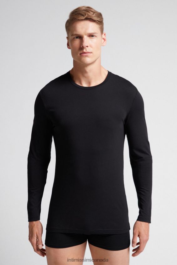 Apparel CA Intimissimi Men Long-Sleeve Supima Cotton Top 019-Black DD6R6T292