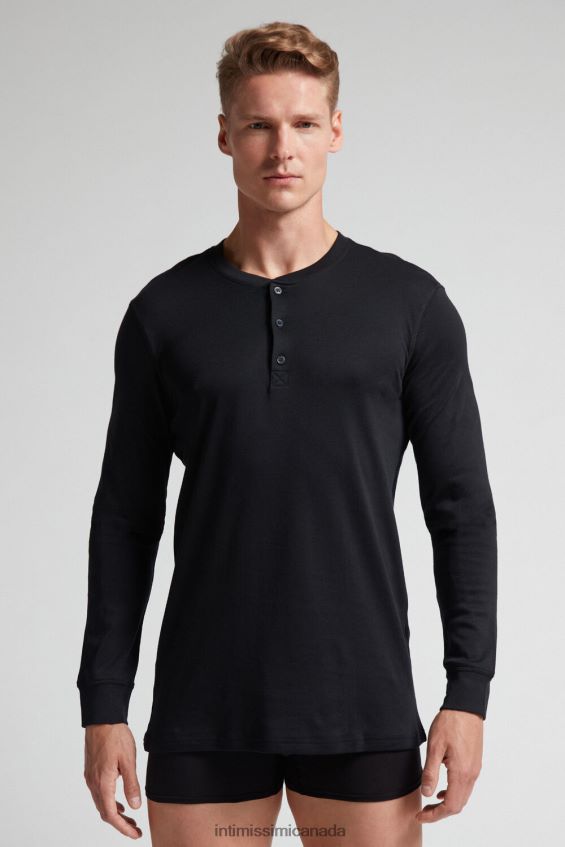 Apparel CA Intimissimi Men Long-Sleeve Top in Supima Interlock 019-Black DD6R6T259
