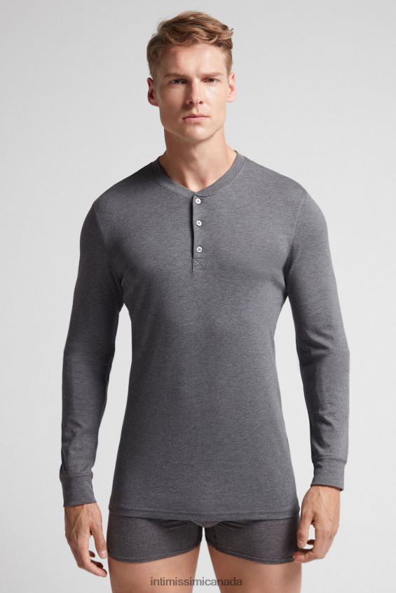Apparel CA Intimissimi Men Long-Sleeve Top in Supima Interlock 5227-Charcoal Grey Melange DD6R6T258
