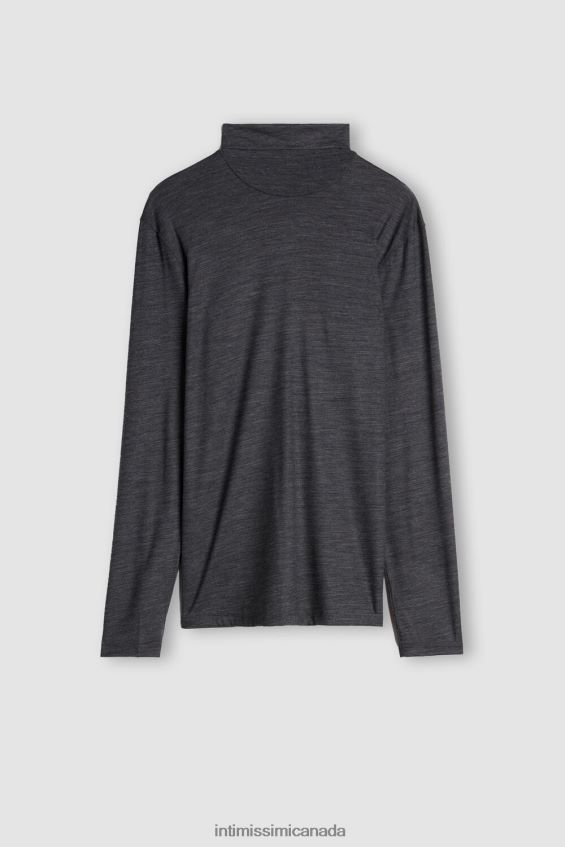 Apparel CA Intimissimi Men Long-sleeve High-Neck Merino-Wool Top 7522-Charcoal Grey Blend DD6R6T247