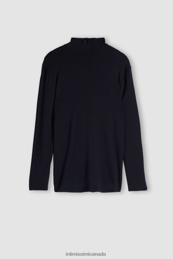 Apparel CA Intimissimi Men Long-sleeve High-Neck Modal-Cashmere Top 800-Midnight Blue DD6R6T251
