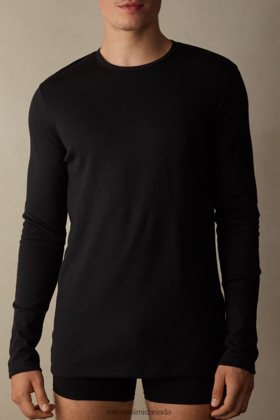 Apparel CA Intimissimi Men Warm Cotton Long-Sleeved Top 019-Black DD6R6T203
