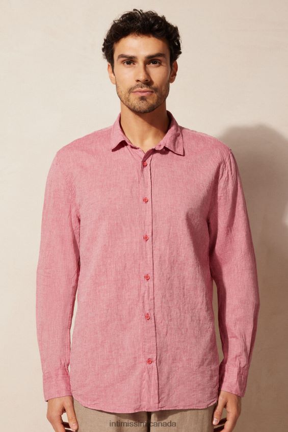 Apparel CA Intimissimi Men Linen and Cotton Shirt 290J-Dark Pink DD6R6T159