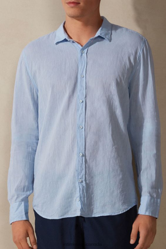Apparel CA Intimissimi Men Linen and Cotton Shirt 979I-Light Blue DD6R6T167