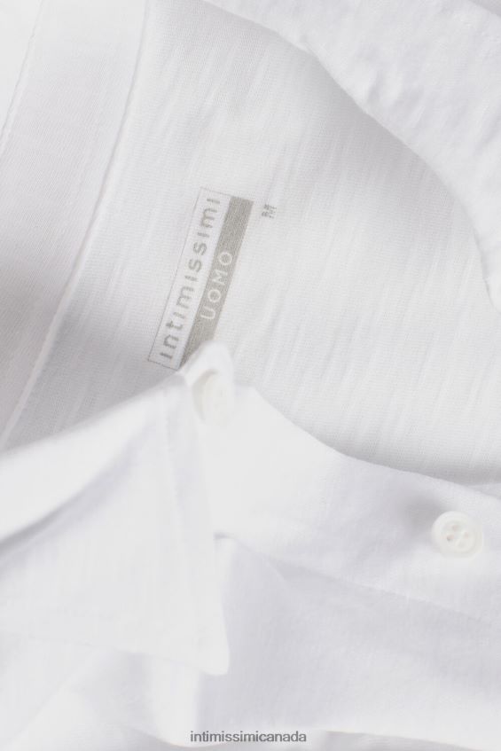 Apparel CA Intimissimi Men Long-Sleeved Slub Cotton Shirt 001-White DD6R6T214