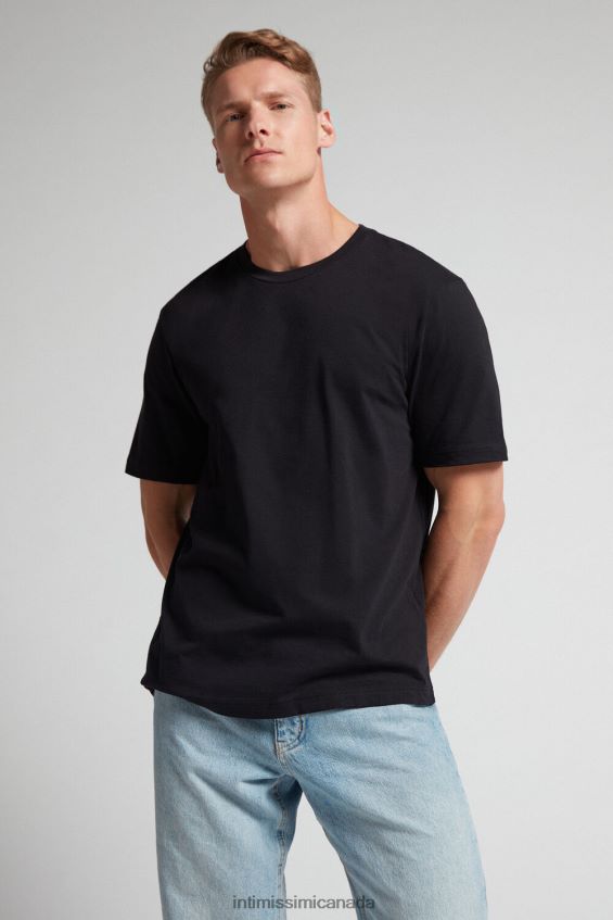 Apparel CA Intimissimi Men Cotton Jersey T-Shirt 019-Black DD6R6T225