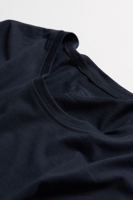 Apparel CA Intimissimi Men Short-Sleeve Crew-Neck T-Shirt in Extra-Fine Supima Cotton 800-Midnight Blue DD6R6T288