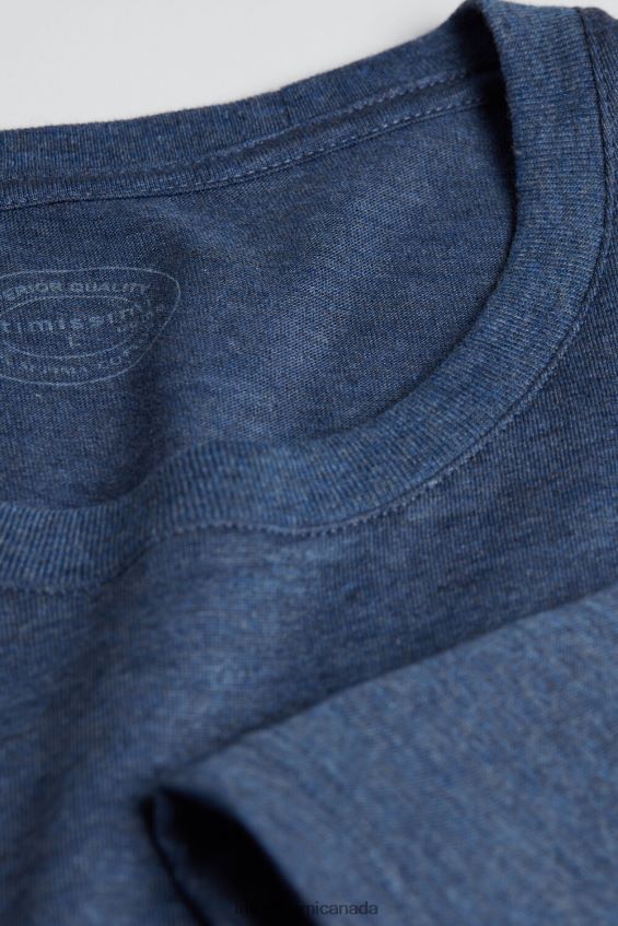 Apparel CA Intimissimi Men Short Sleeve Round Neck T Shirt in Supima Cotton 5210-Denim Blue Blend DD6R6T317