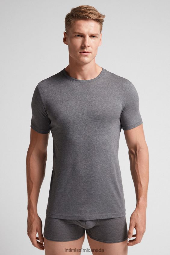 Apparel CA Intimissimi Men Short Sleeve Round Neck T Shirt in Supima Cotton 5227-Charcoal Grey Melange DD6R6T316