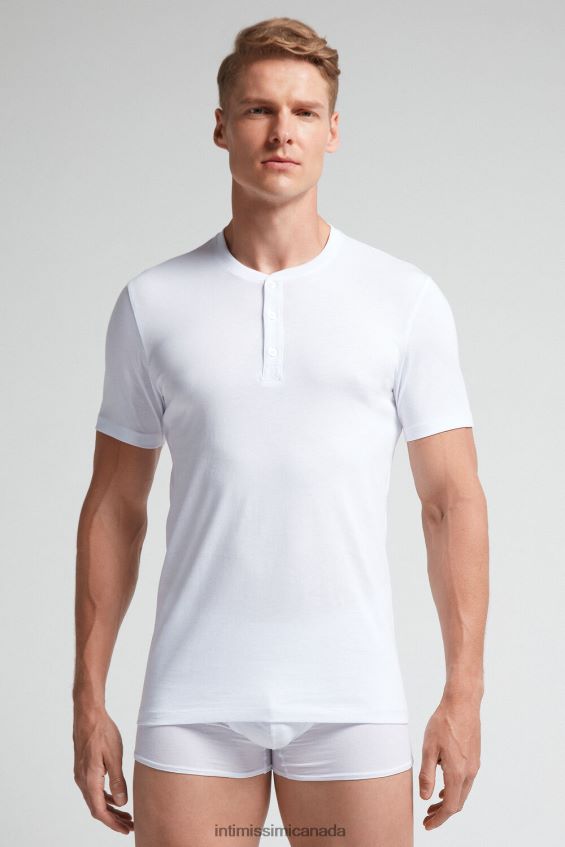 Apparel CA Intimissimi Men Short-Sleeved Supima Cotton Shirt 001-White DD6R6T234