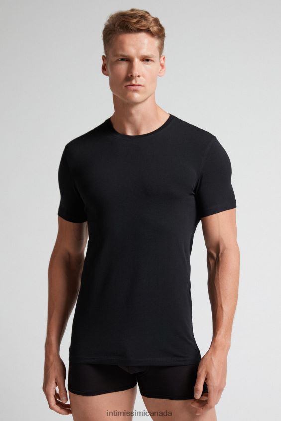 Apparel CA Intimissimi Men Stretch Supima Cotton T-Shirt 019-Black DD6R6T285