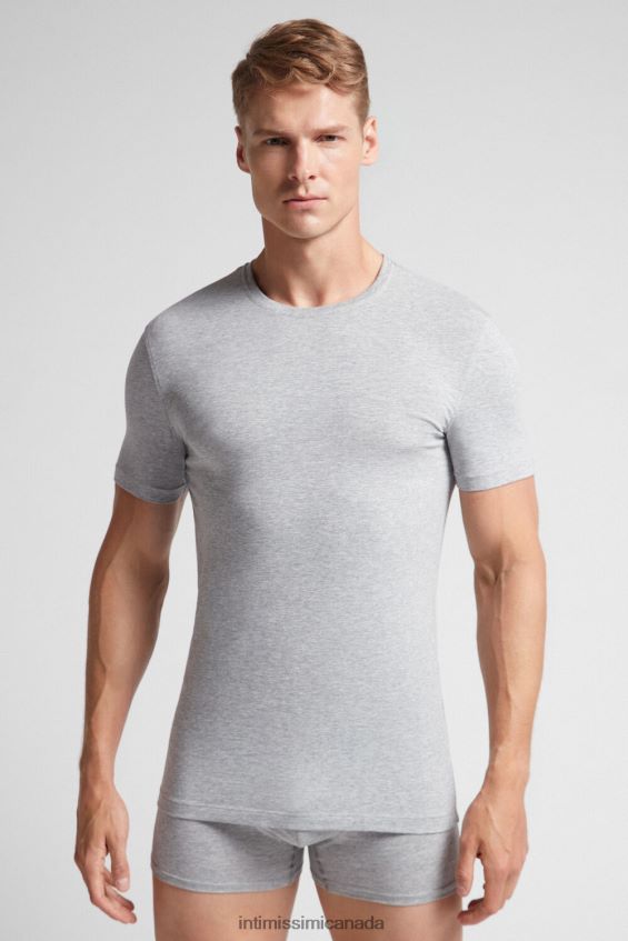 Apparel CA Intimissimi Men Stretch Supima Cotton T-Shirt 031-Light Grey Melange DD6R6T283