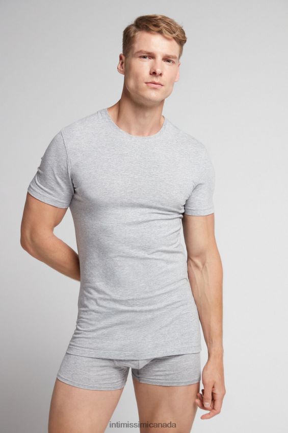 Apparel CA Intimissimi Men Stretch Supima Cotton T-Shirt 031-Light Grey Melange DD6R6T283