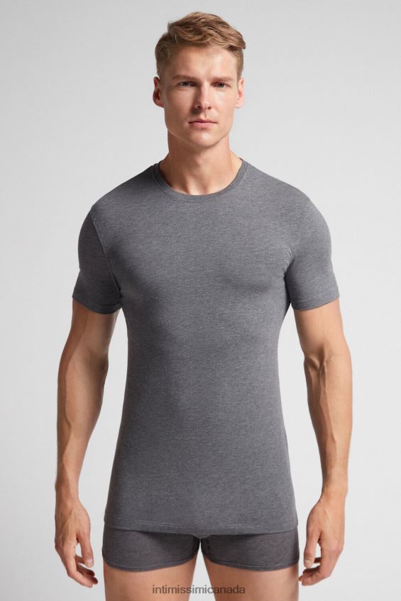 Apparel CA Intimissimi Men Stretch Supima Cotton T-Shirt 5227-Charcoal Grey Melange DD6R6T269