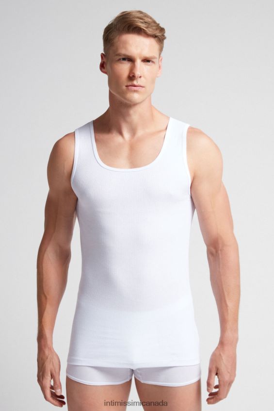 Apparel CA Intimissimi Men Ribbed Supima Cotton Tank Top 001-White DD6R6T244