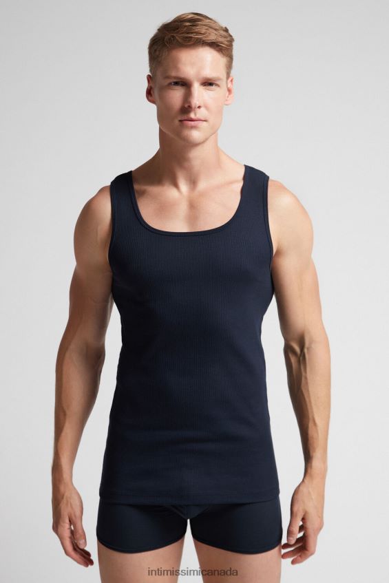 Apparel CA Intimissimi Men Ribbed Supima Cotton Tank Top 800-Midnight Blue DD6R6T241