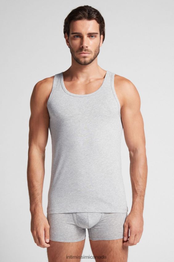 Apparel CA Intimissimi Men Sleeveless Vest Top with Round Neck 031-Light Grey Melange DD6R6T274