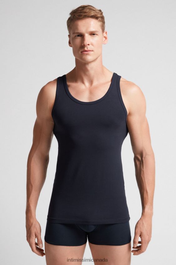 Apparel CA Intimissimi Men Sleeveless Vest Top with Round Neck 800-Midnight Blue DD6R6T273